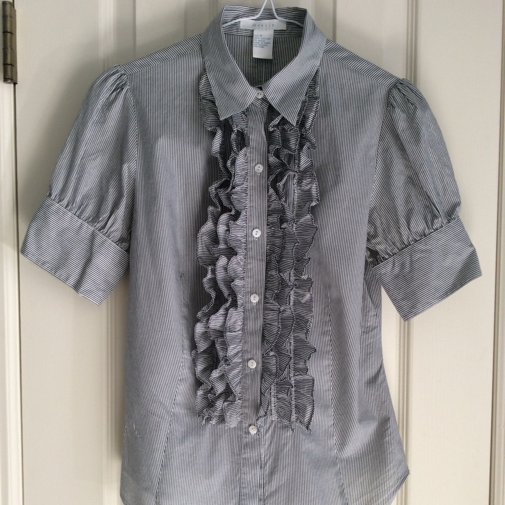🌟Gracie Ruffle Shortsleeve Blouse black/white S